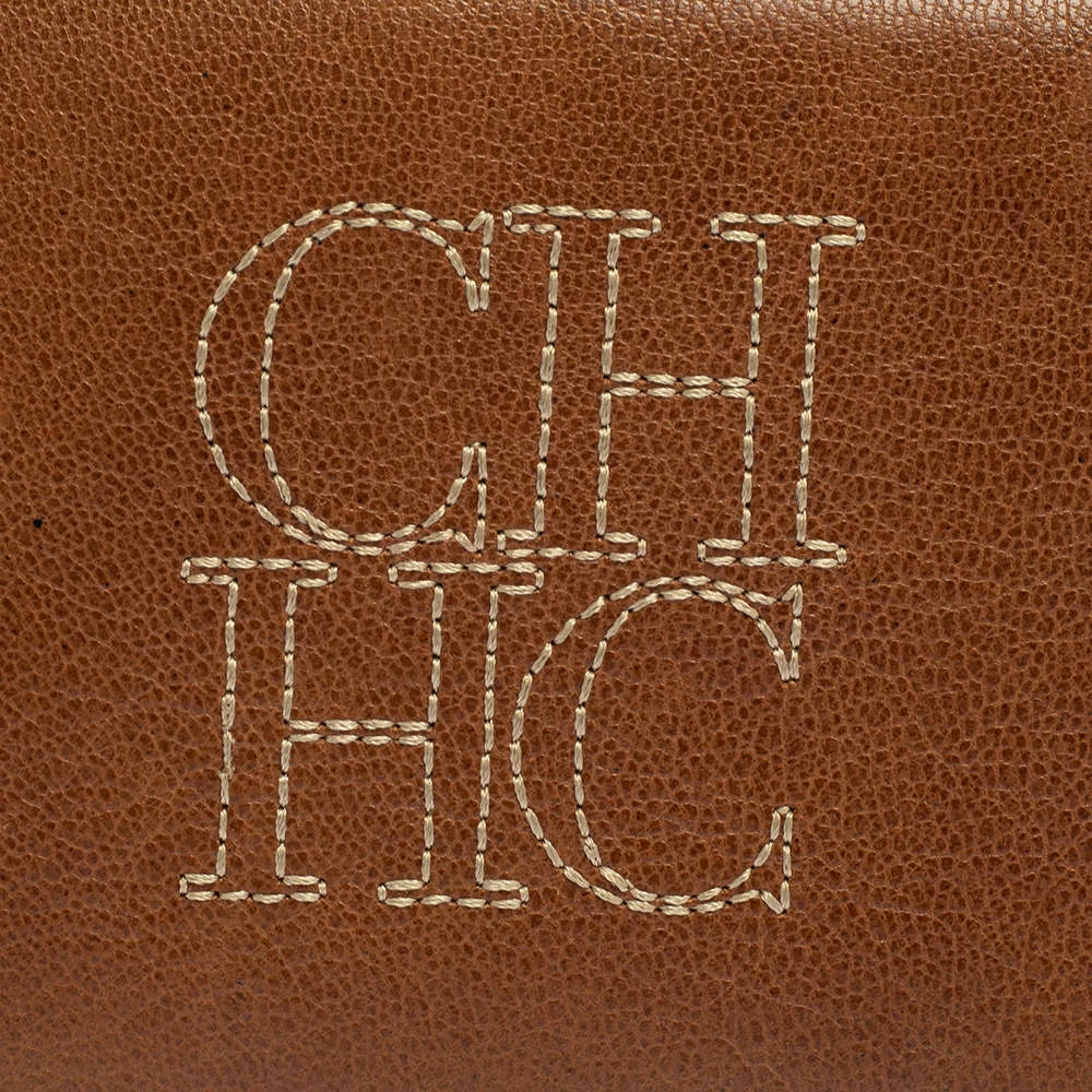 Carolina Herrera Brown Leather Zip Around Wallets Women