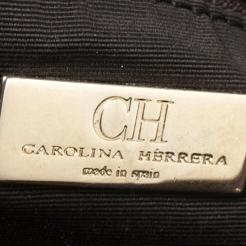 Carolina Herrera Brown Embossed Monogram Leather Chain Hobo Women