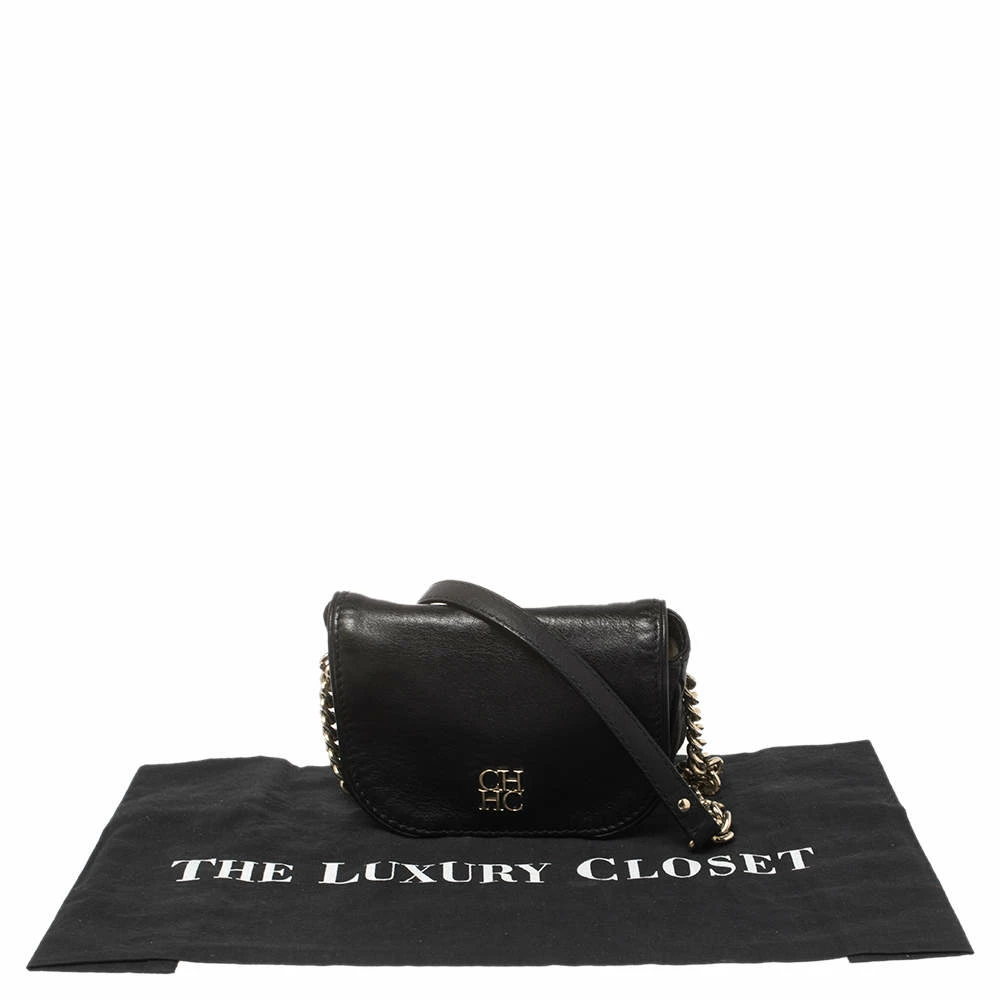 Carolina Herrera Black Leather Flap New Baltazzar Crossbody Bag Women