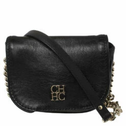 Carolina Herrera Black Leather Flap New Baltazzar Crossbody Bag Women
