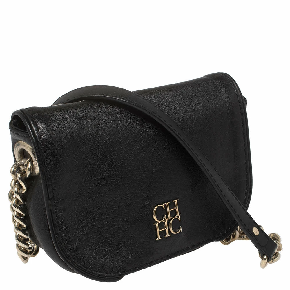 Carolina Herrera Black Leather Flap New Baltazzar Crossbody Bag Women