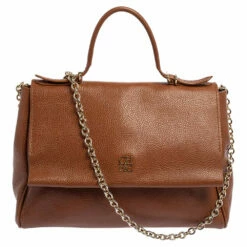 Carolina Herrera Brown Leather Minuetto Top Handle Bag Women