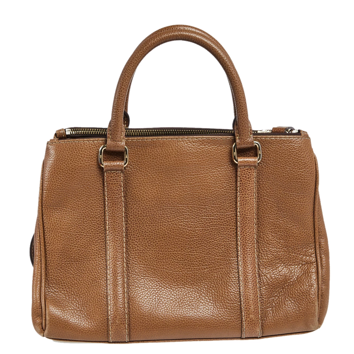 Carolina Herrera Brown Pebbled Leather Small Matteo Tote Women