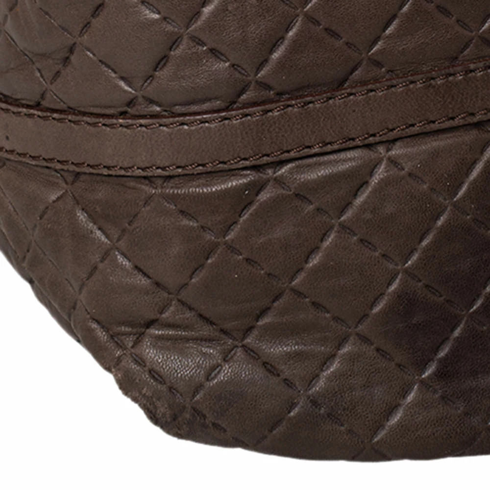 Carolina Herrera Brown Quilted Leather Tote Women