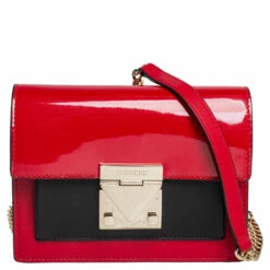 Carolina Herrera Red/Black Patent And Leather Crossbody Bag Women