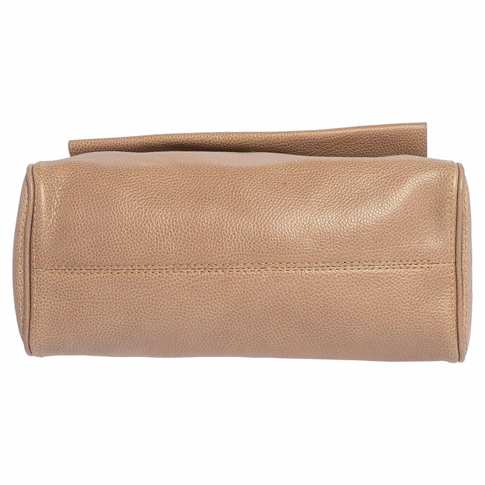 Carolina Herrera Beige Leather Minuetto Flap Top Handle Bag Women