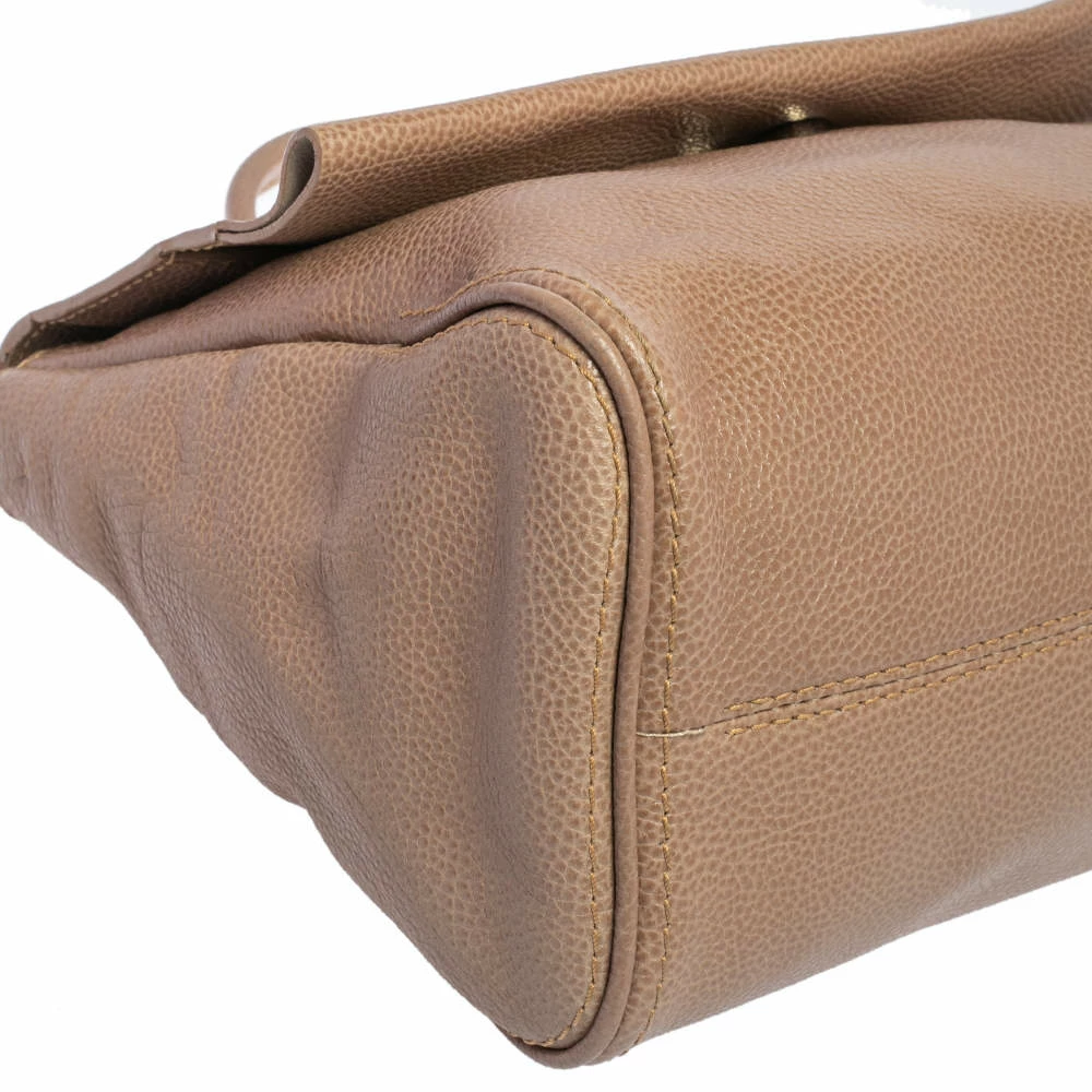 Carolina Herrera Beige Leather Minuetto Flap Top Handle Bag Women