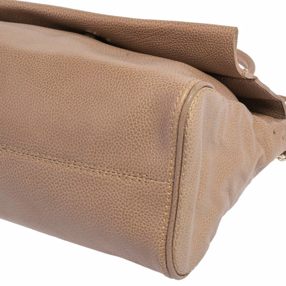 Carolina Herrera Beige Leather Minuetto Flap Top Handle Bag Women