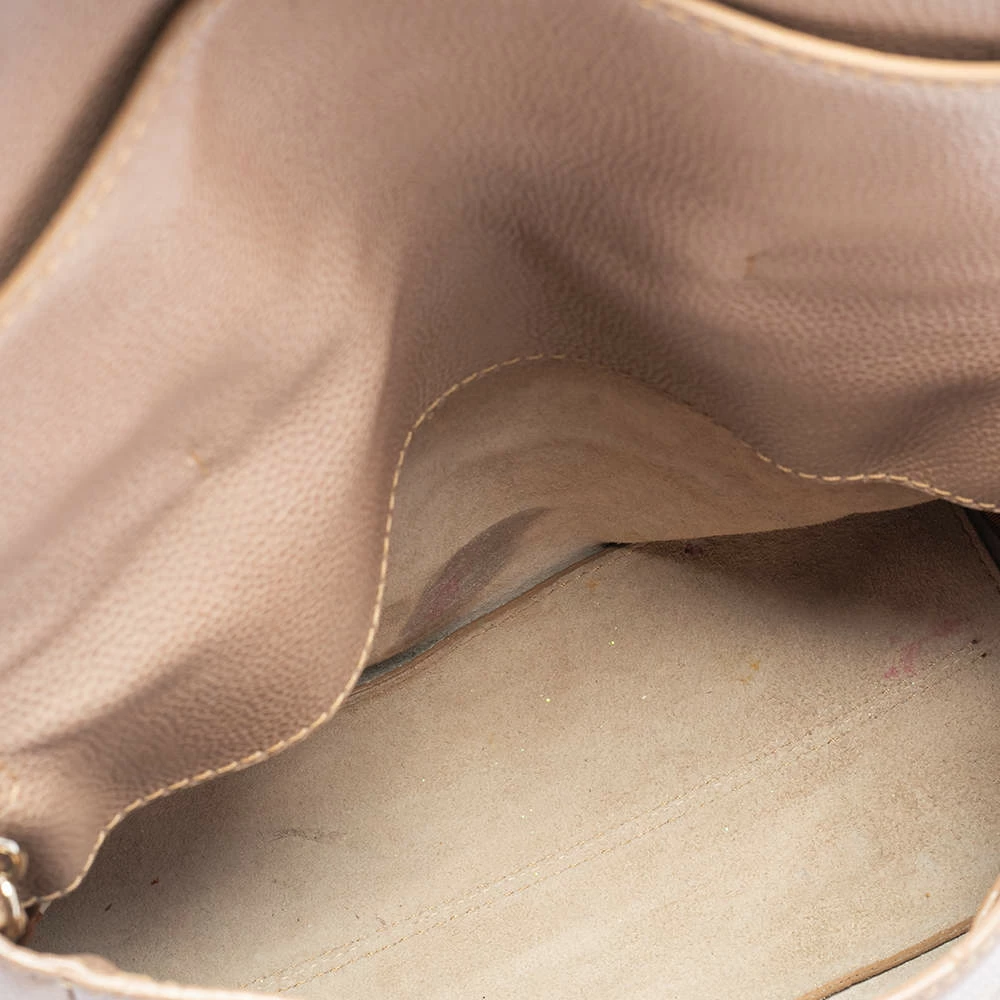 Carolina Herrera Beige Leather Minuetto Flap Top Handle Bag Women