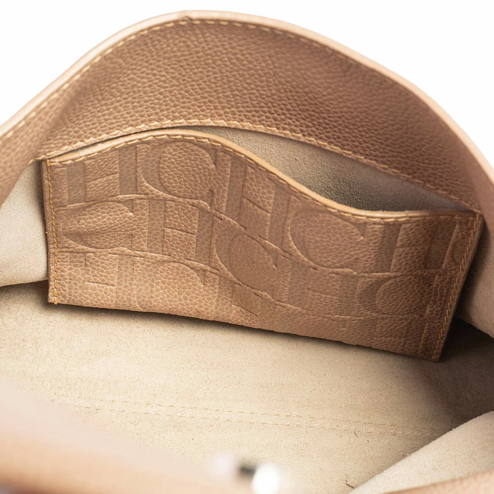 Carolina Herrera Beige Leather Minuetto Flap Top Handle Bag Women