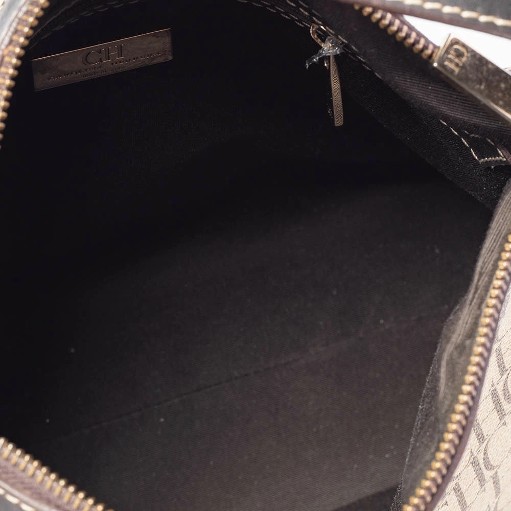 Carolina Herrera Brown/Beige Monogram Canvas and Leather Hobo Women