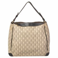 Carolina Herrera Brown/Beige Monogram Canvas And Leather Hobo Women