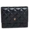 Carolina Herrera Black Quilted Leather Trifold Wallet Women