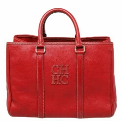 Carolina Herrera Red Leather Matteo Tote Women