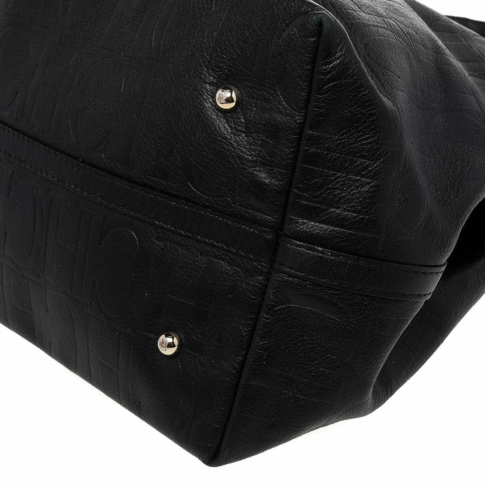 Carolina Herrera Black Monogram Leather Matryoshka Tote Women