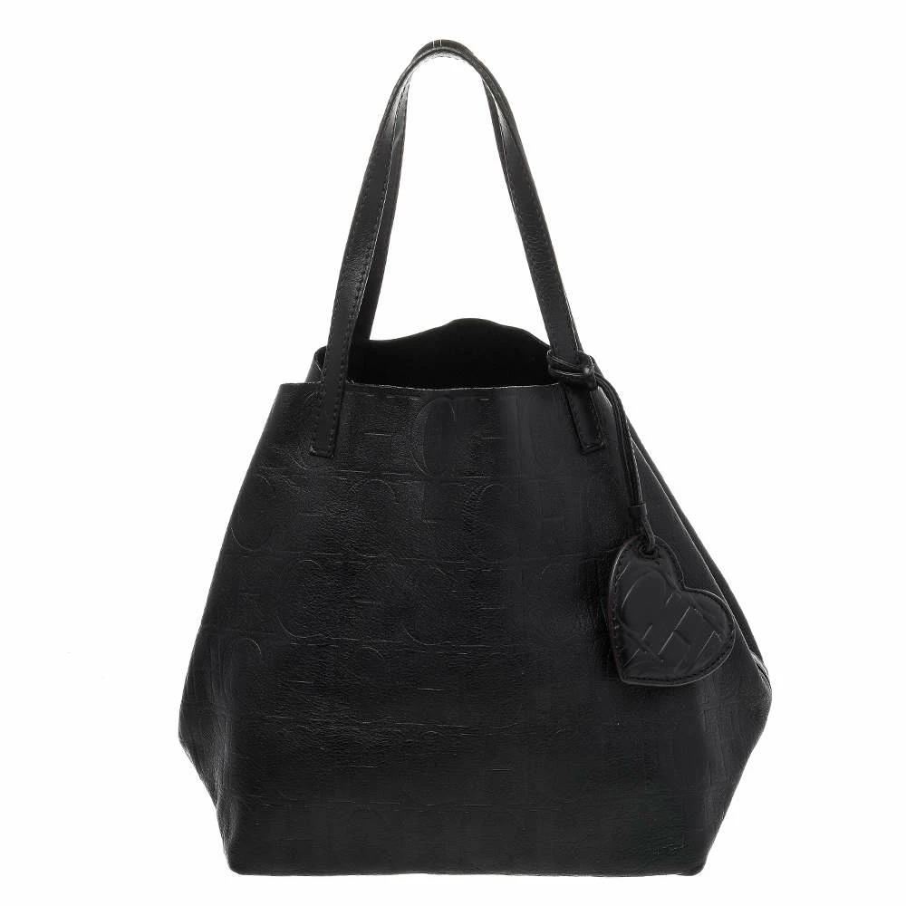 Carolina Herrera Black Monogram Leather Matryoshka Tote Women