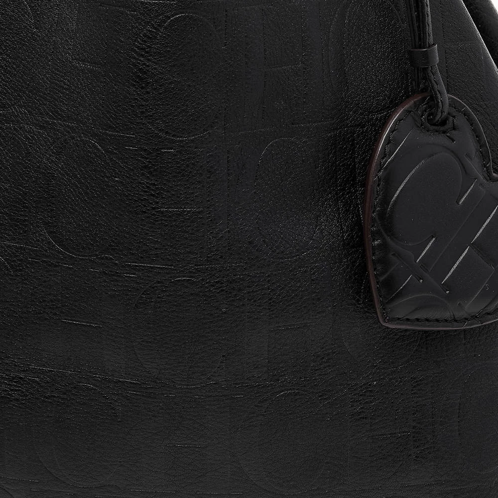 Carolina Herrera Black Monogram Leather Matryoshka Tote Women