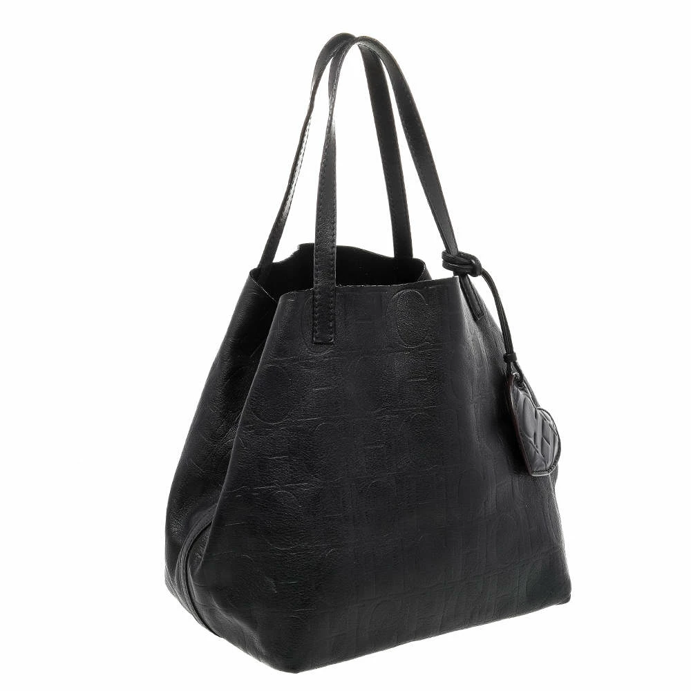 Carolina Herrera Black Monogram Leather Matryoshka Tote Women