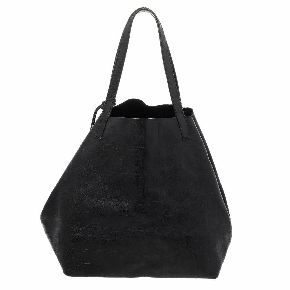 Carolina Herrera Black Monogram Leather Matryoshka Tote Women