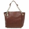 Carolina Herrera Brown Monogram Leather Chain Tote Women