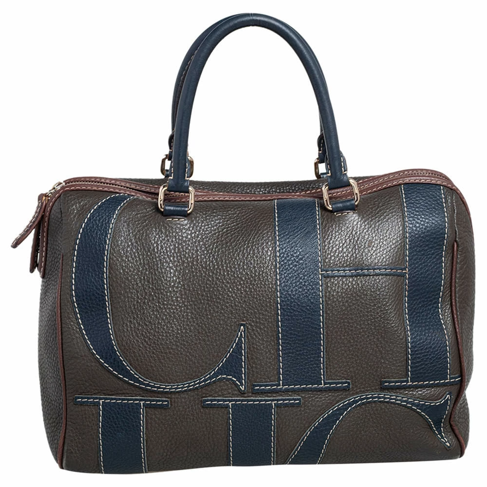 Carolina Herrera Brown Grained Leather Boston Bag Women