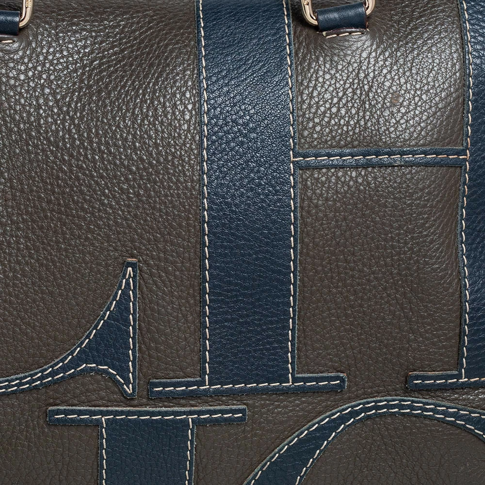 Carolina Herrera Brown Grained Leather Boston Bag Women