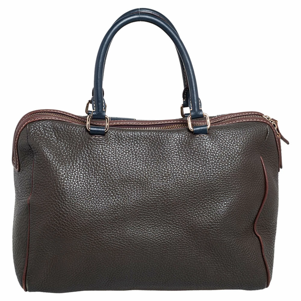 Carolina Herrera Brown Grained Leather Boston Bag Women