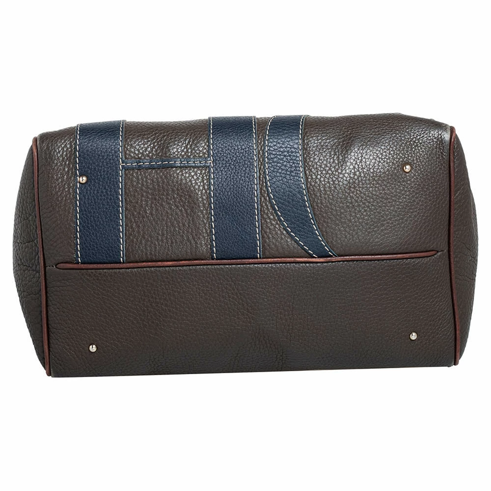 Carolina Herrera Brown Grained Leather Boston Bag Women