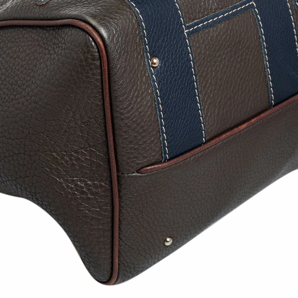 Carolina Herrera Brown Grained Leather Boston Bag Women