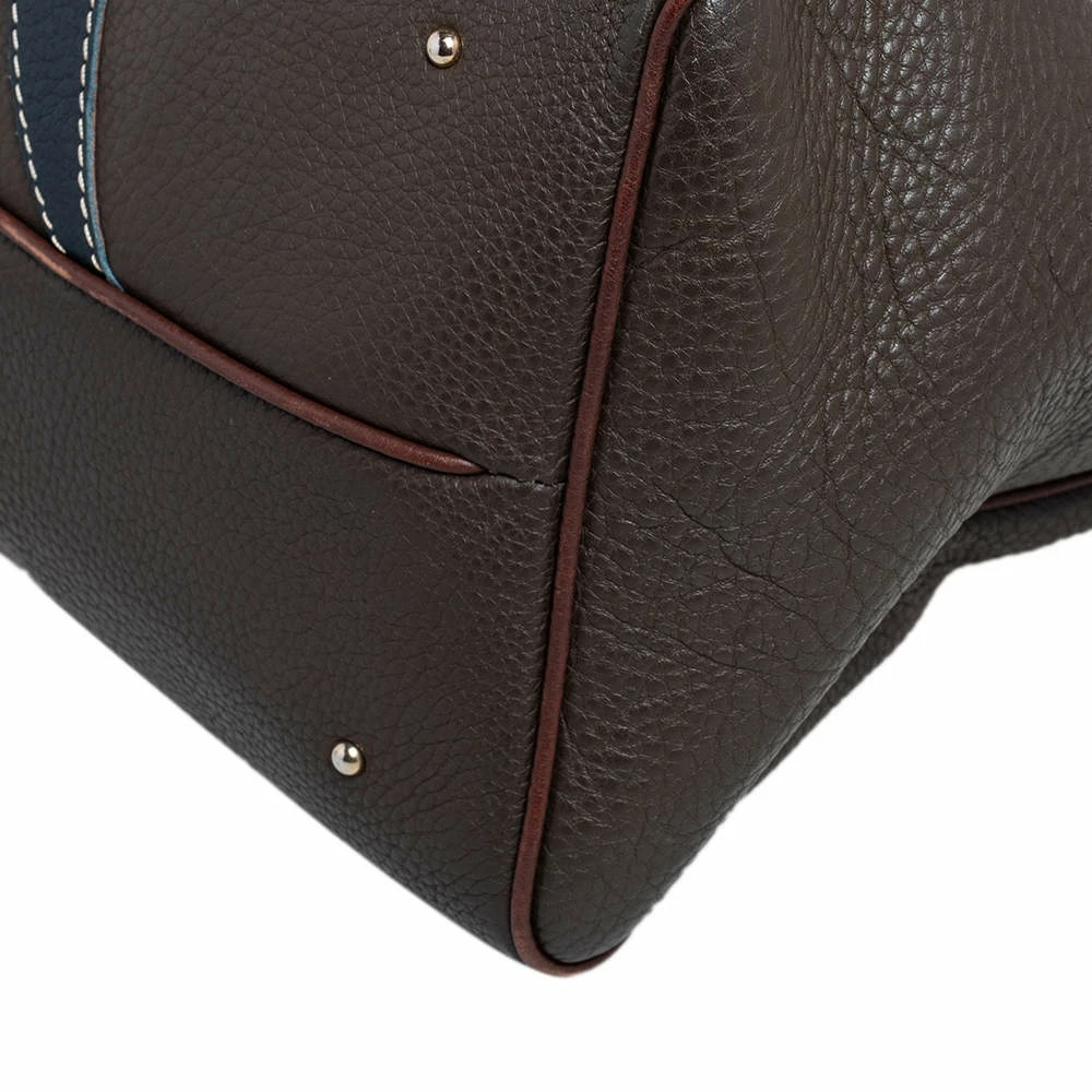 Carolina Herrera Brown Grained Leather Boston Bag Women