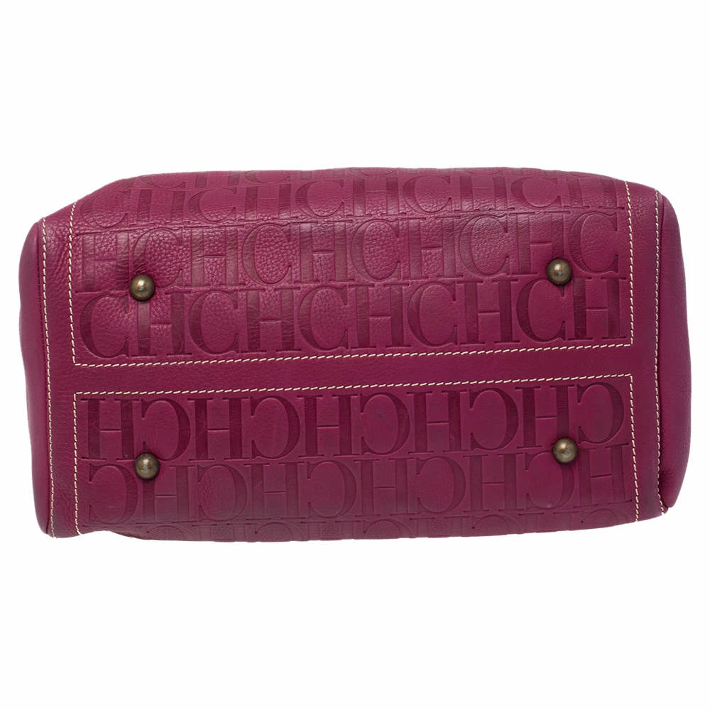 Carolina Herrera Magenta Monogram Leather Large Andy Boston Bag Women - Purple 6 Carolina Herrera Magenta Monogram Leather Large Andy Boston Bag Women - Purple - Image 6