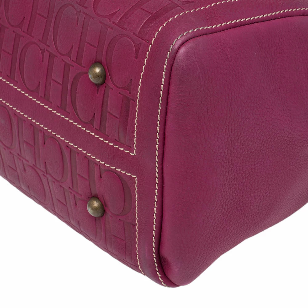 Carolina Herrera Magenta Monogram Leather Large Andy Boston Bag Women - Purple 11 Carolina Herrera Magenta Monogram Leather Large Andy Boston Bag Women - Purple - Image 11