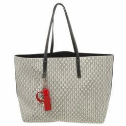 Carolina Herrera Cream Monogram Coated Canvas Shopper Tote Women