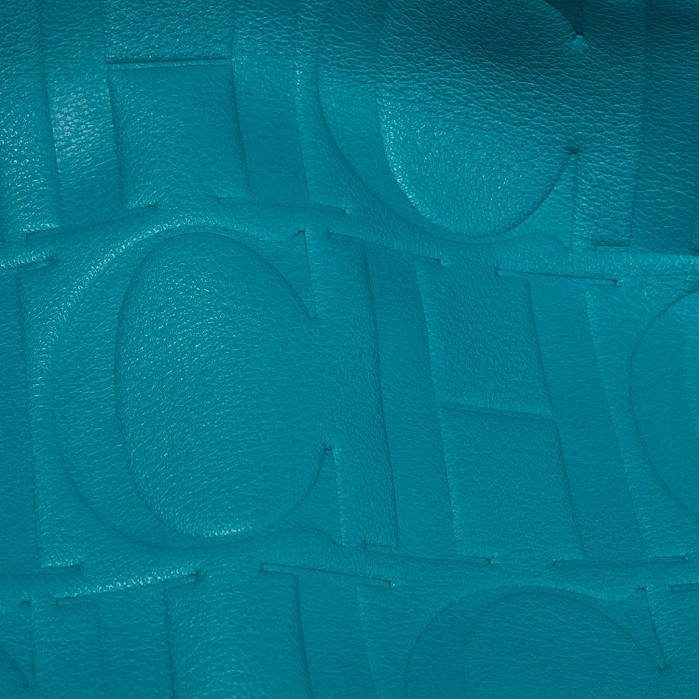 Carolina Herrera Blue Monogram Leather Matryoshka Tote Women