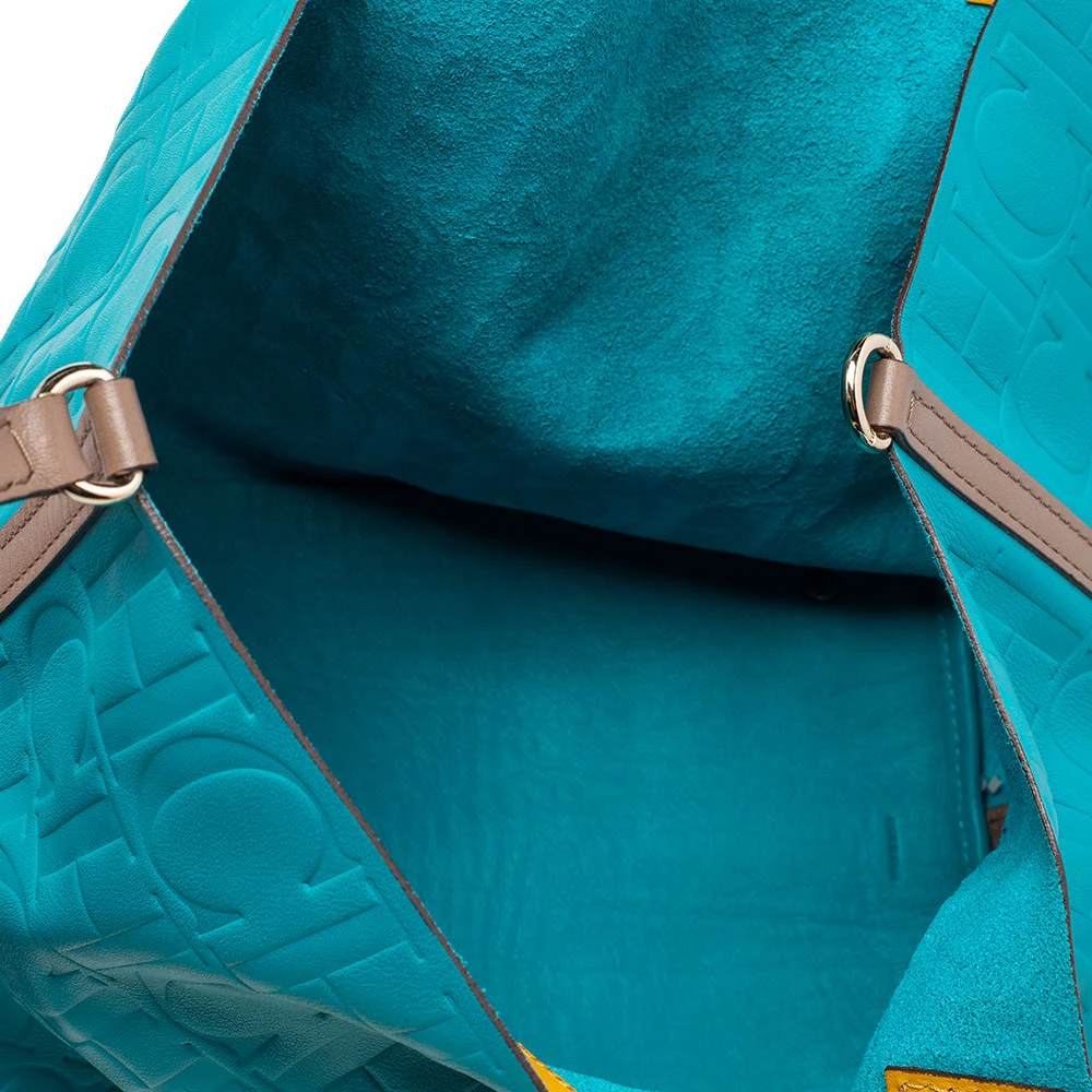 Carolina Herrera Blue Monogram Leather Matryoshka Tote Women