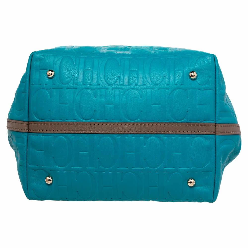 Carolina Herrera Blue Monogram Leather Matryoshka Tote Women