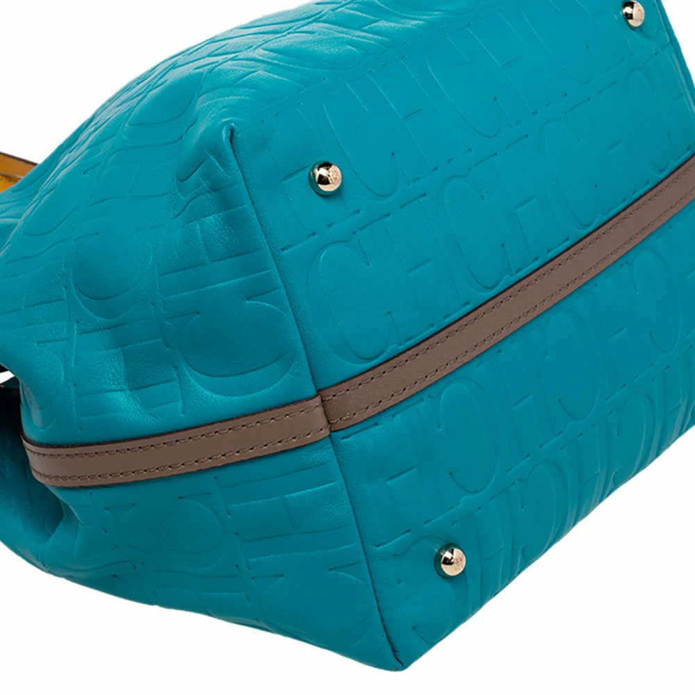 Carolina Herrera Blue Monogram Leather Matryoshka Tote Women