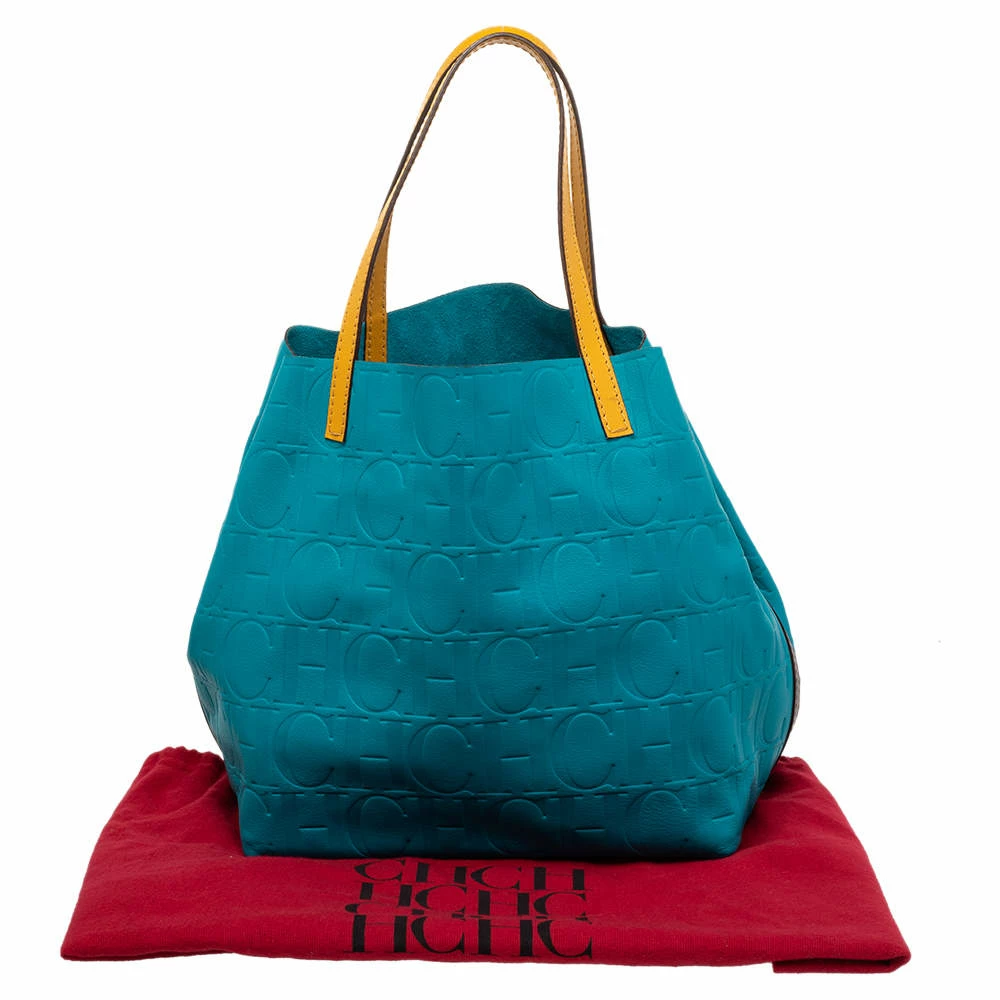 Carolina Herrera Blue Monogram Leather Matryoshka Tote Women