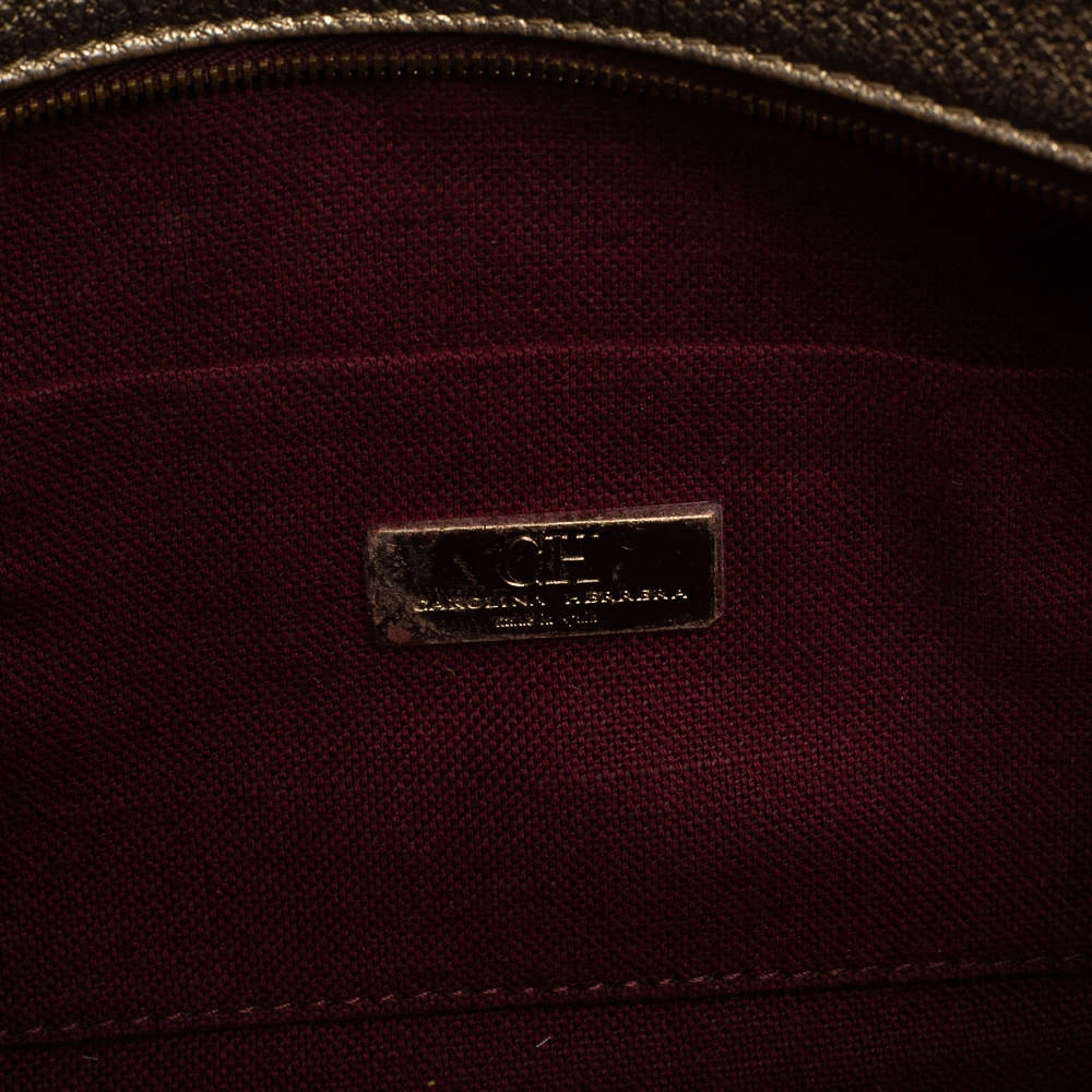 Carolina Herrera Metallic Embossed Monogram Leather Crossbody Bag Women