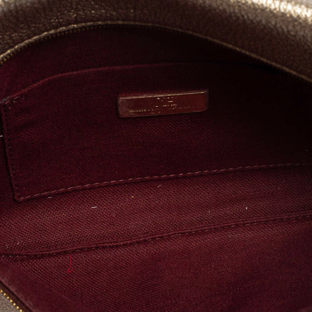 Carolina Herrera Metallic Embossed Monogram Leather Crossbody Bag Women