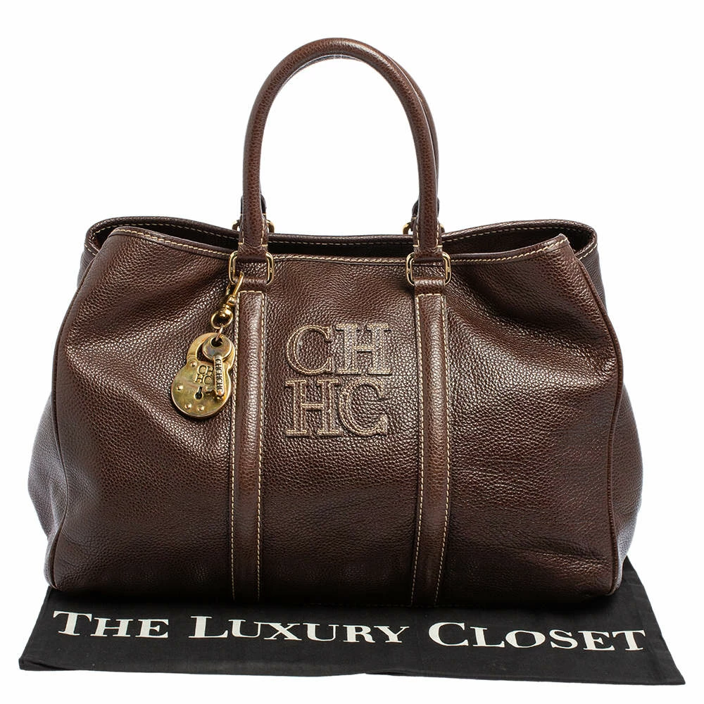 Carolina Herrera Brown Leather Large Matteo Tote Women