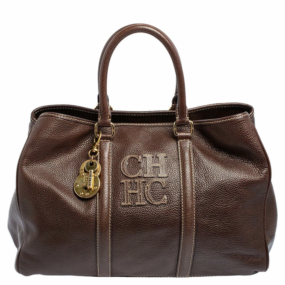Carolina Herrera Brown Leather Large Matteo Tote Women