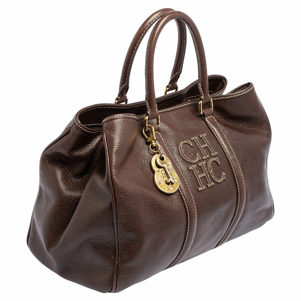 Carolina Herrera Brown Leather Large Matteo Tote Women