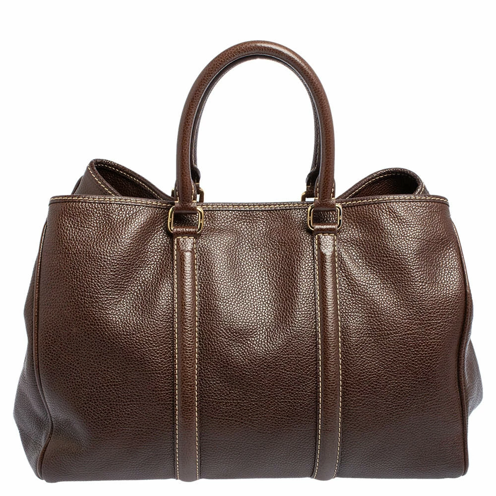 Carolina Herrera Brown Leather Large Matteo Tote Women