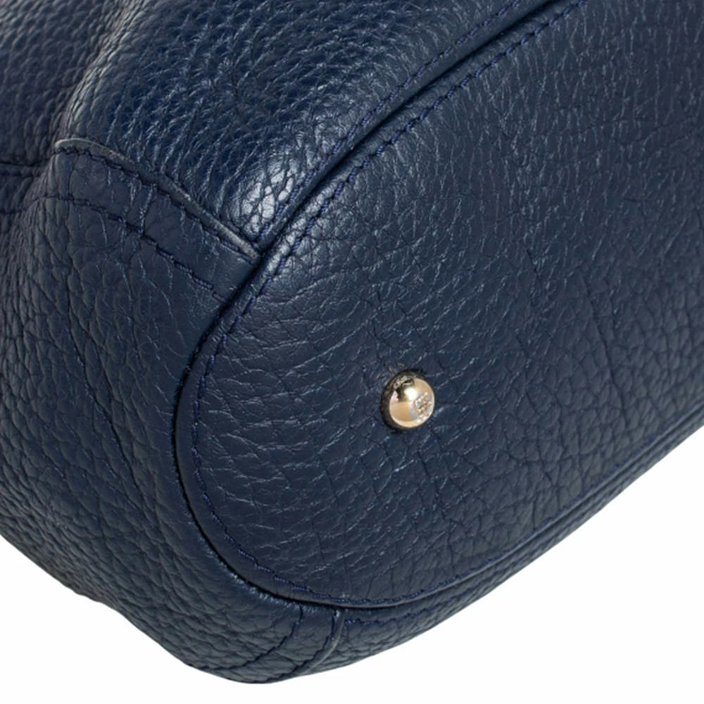 Carolina Herrera Navy Blue Pebbled Leather Maria Shoulder Bag Women