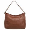 Carolina Herrera Brown Monogram Embossed Leather Chain Hobo Women