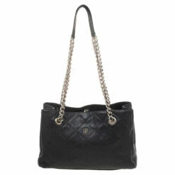 Carolina Herrera Black Leather Chain Shoulder Bag Women