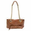 Carolina Herrera Brown Embossed Monogram Leather Bow Chain Shoulder Bag Women