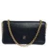 Carolina Herrera Navy Blue Leather Chain Clutch Women