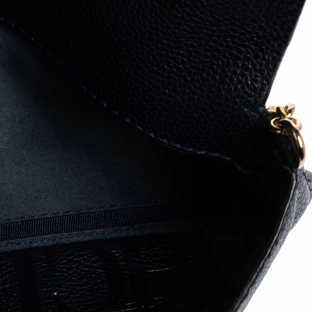 Carolina Herrera Navy Blue Leather Chain Clutch Women